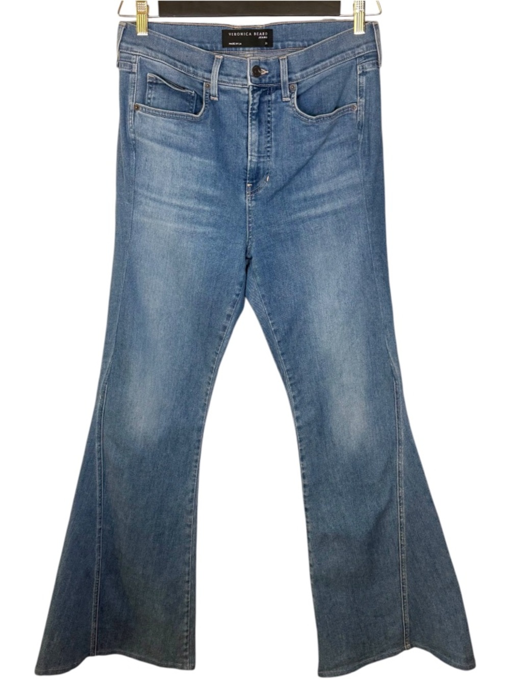 Veronica Beard Sheridan Flare Jeans 31 High Rise Bell Bottom Medium Wash